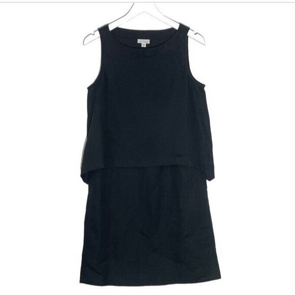 J. Jill Women's Pure Linen Black Layered Sleeveless Shift Dress Lagenlook XS EUC - Picture 2 of 9